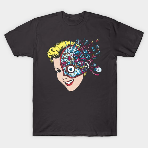 Lady Robot has a Bad Day T-Shirt by Travis Knight